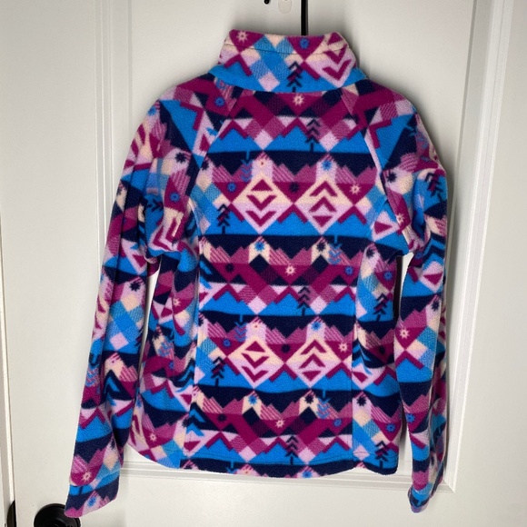 GIRLS COLUMBIA FLEEZE ZIP UP TOP LIKE NEW SIZE SMALL 7/8 PINK BLUE - Picture 3 of 7
